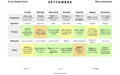 MENÙ DI SETTEMBRE VEGETARIANO